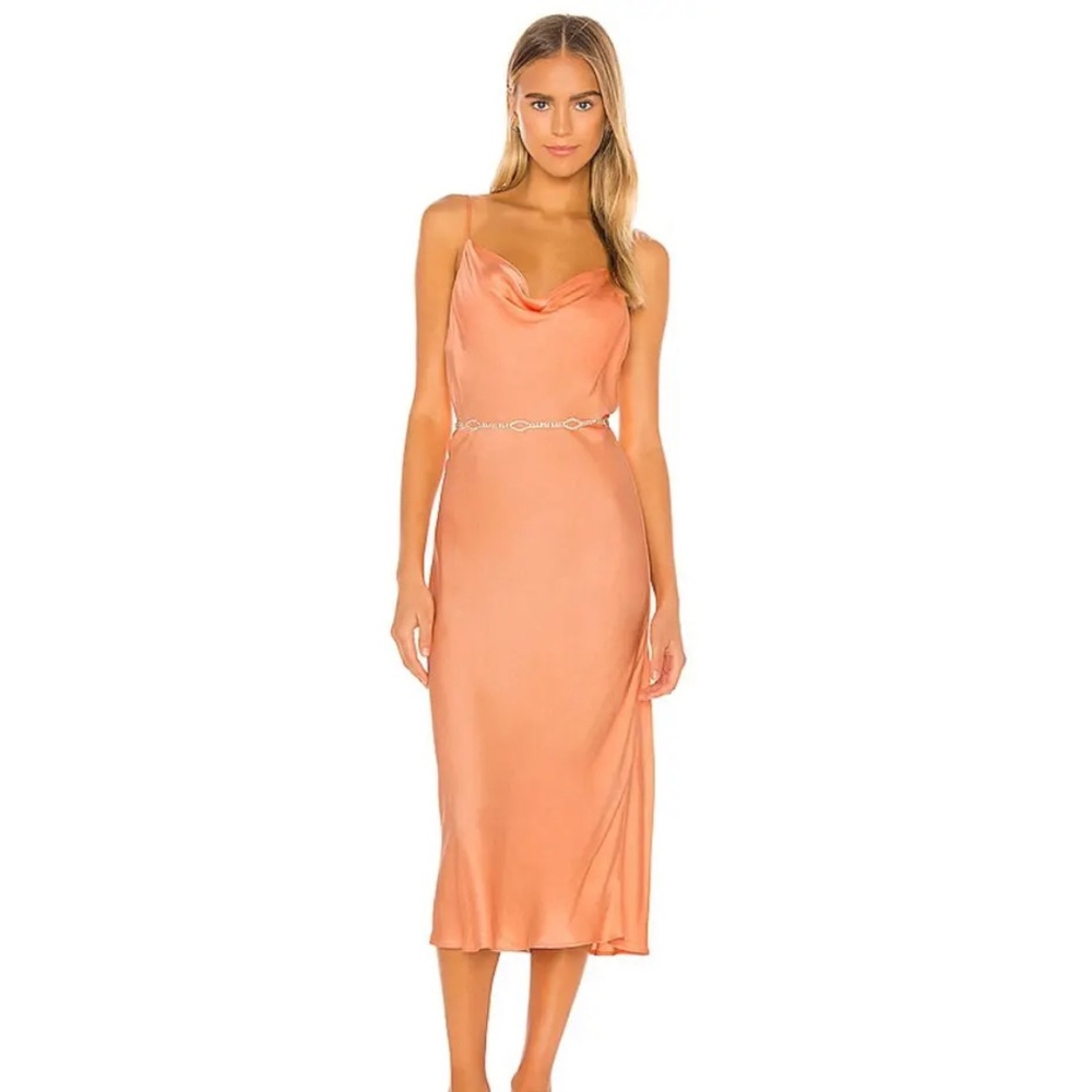 Young Fabulous & Broke Evie Bias Cut Midi Dress In Clementine